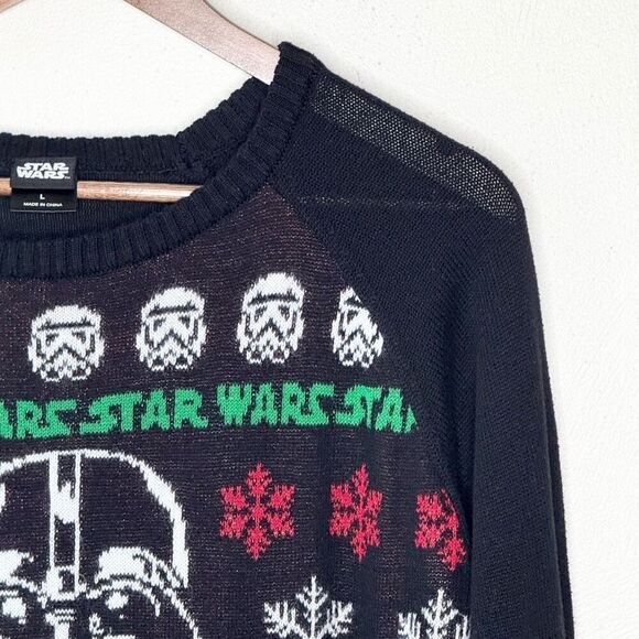 Star Wars Black Crew Neck Darth Vader Ugly Holiday Christmas Sweater - Women’s U - Picture 4 of 9